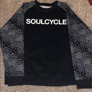 SoulCyclebranded black sweatshirt w floral sleeves